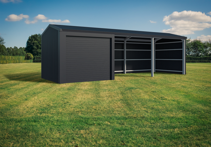 Double Horse Shelter with Storage - Gable Roof - Image 2