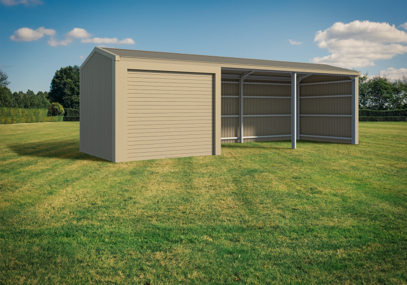 Double Horse Shelter with Storage - Gable Roof - Image 3