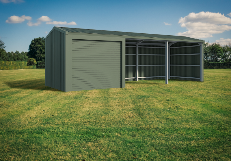 Double Horse Shelter with Storage - Gable Roof - Image 4