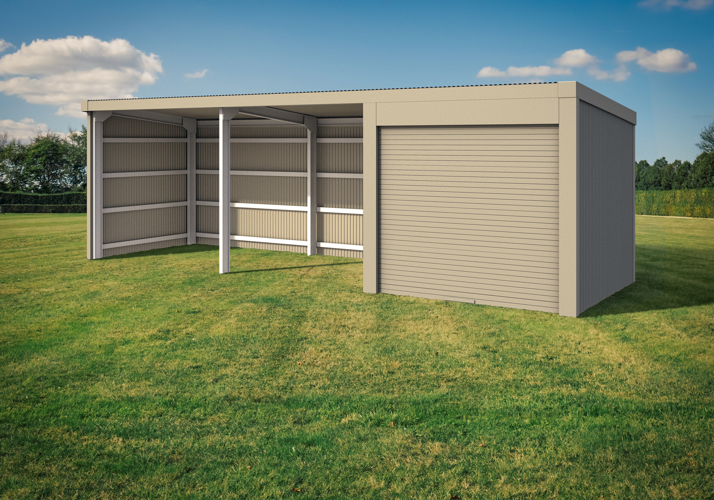 Double Shelter with Storage - Skillion